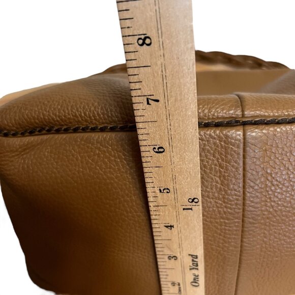 Plinio Visona Italy Classic Minimalist‎ Toffee Brown Pebble Leather Hobo Bag - Picture 6 of 11